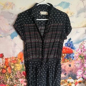 Abercrombie mixed print Black and Red Button Down jumpsuit